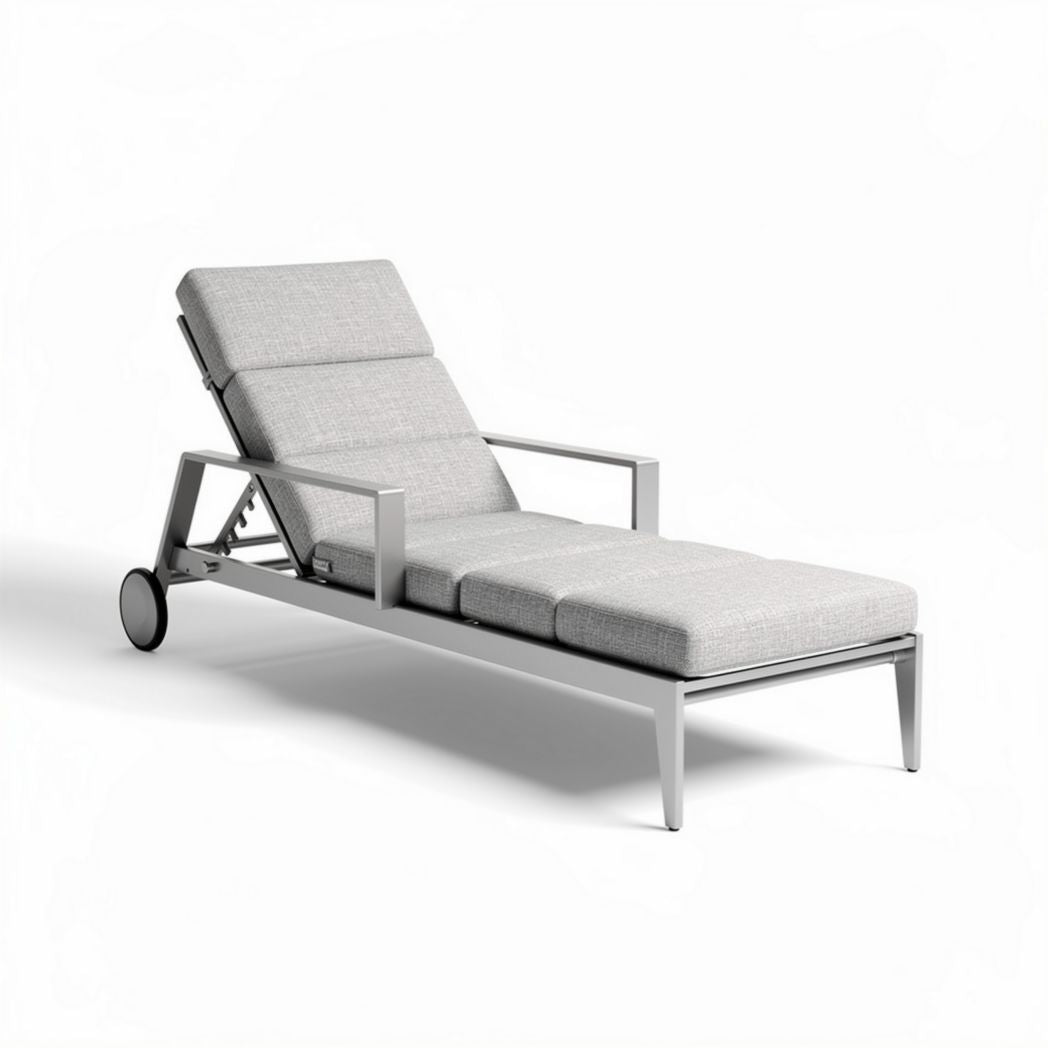 ligbed van aluminium met verstelbare rugleuning in lichtgrijs 200 x 75 x 30cm