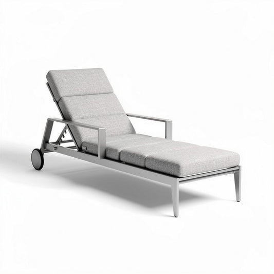 ligbed van aluminium met verstelbare rugleuning in lichtgrijs 200 x 75 x 30cm