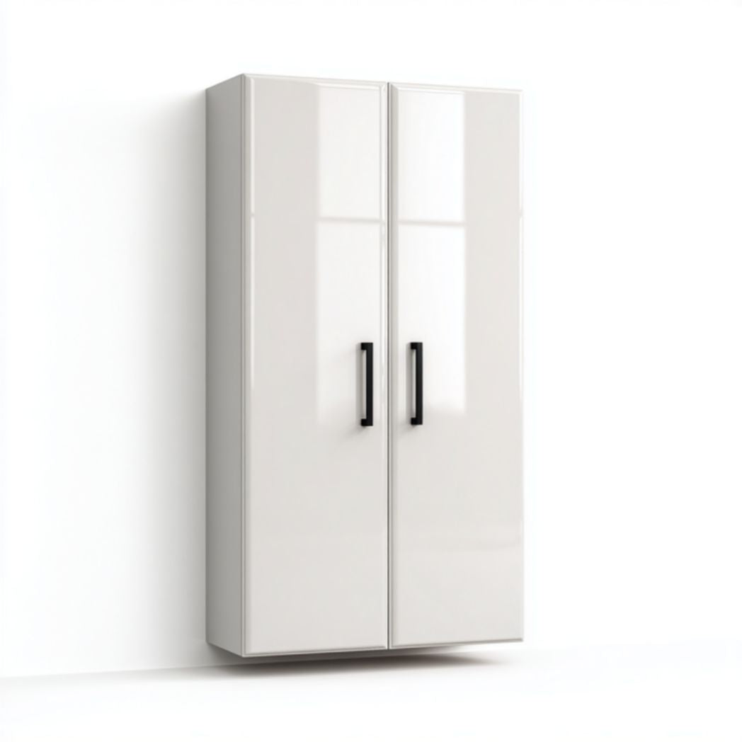 Wandkast met drie schuifdeuren van grijs MDF en eikenhout 60 x 20 x 40cm