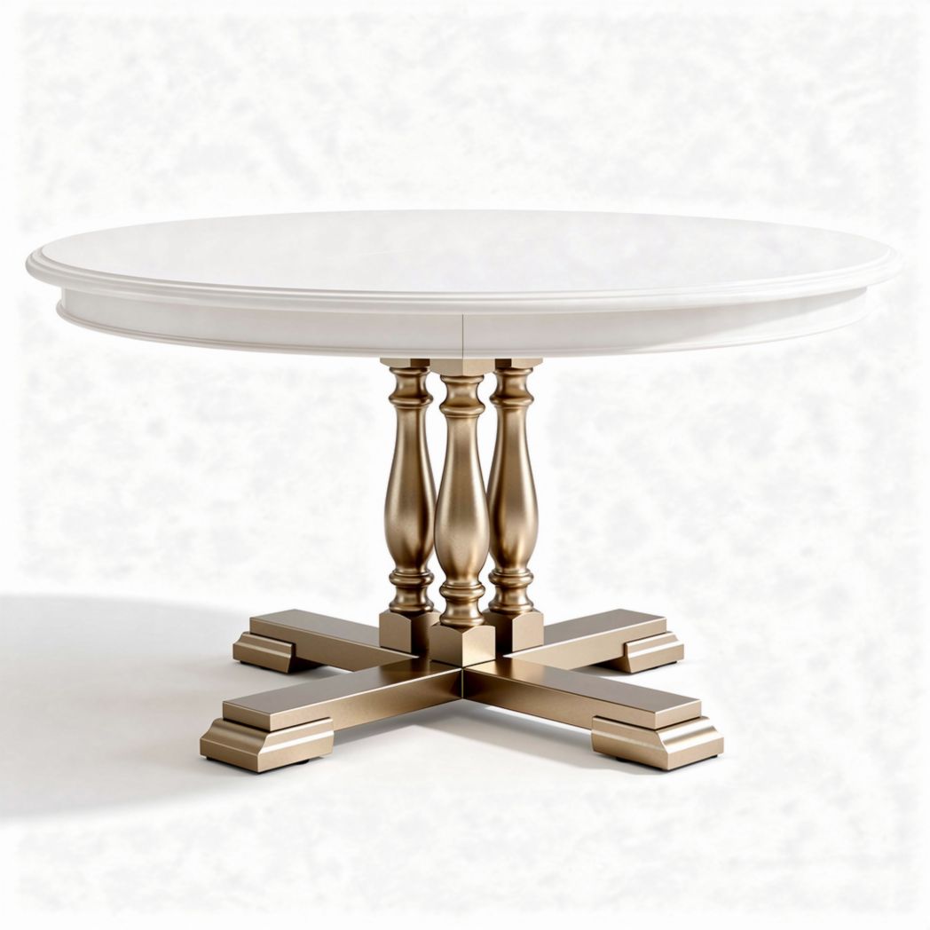 Ronde eettafel van hout met gouden voet 120 x 120 x 75cm