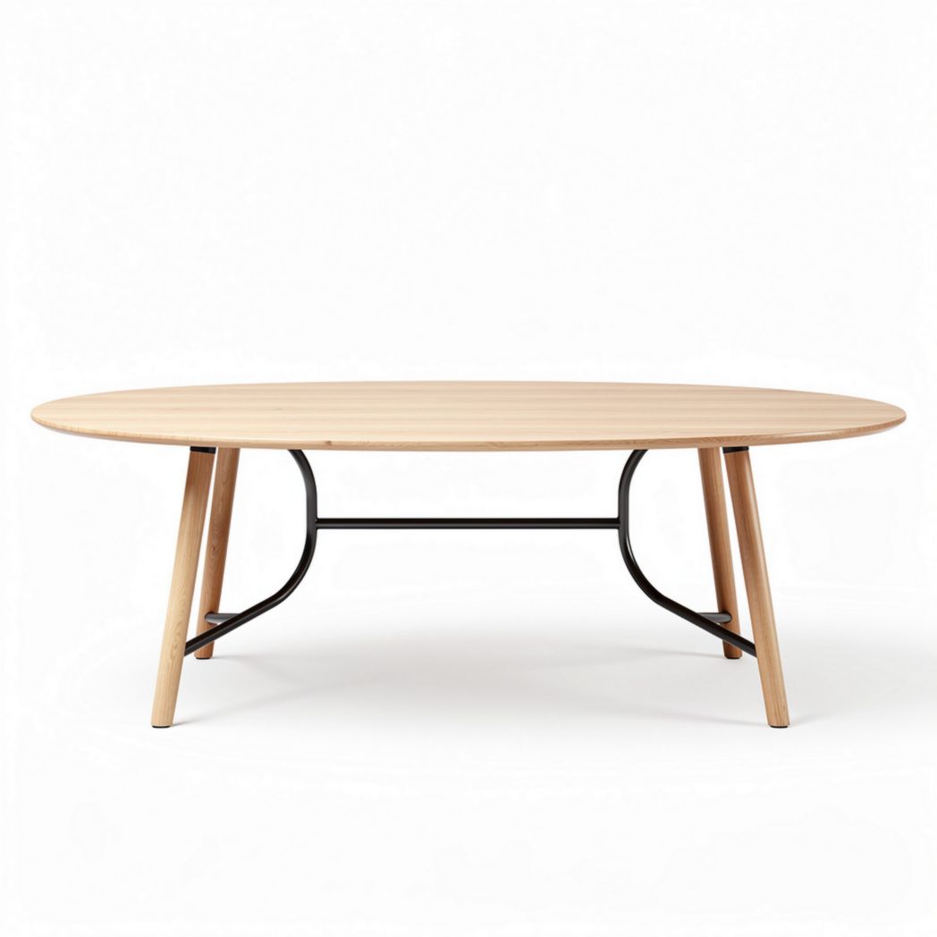 Eikenhouten salontafel met zwarte metalen onderstel 100 x 60 x 40cm