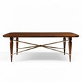 Eettafel in walnootkleur met metalen onderstel 150 x 80 x 75cm