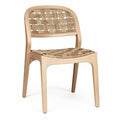 Houten stoel met gevlochten zitting en rugleuning in naturel kleur 44 x 47 x 81cm