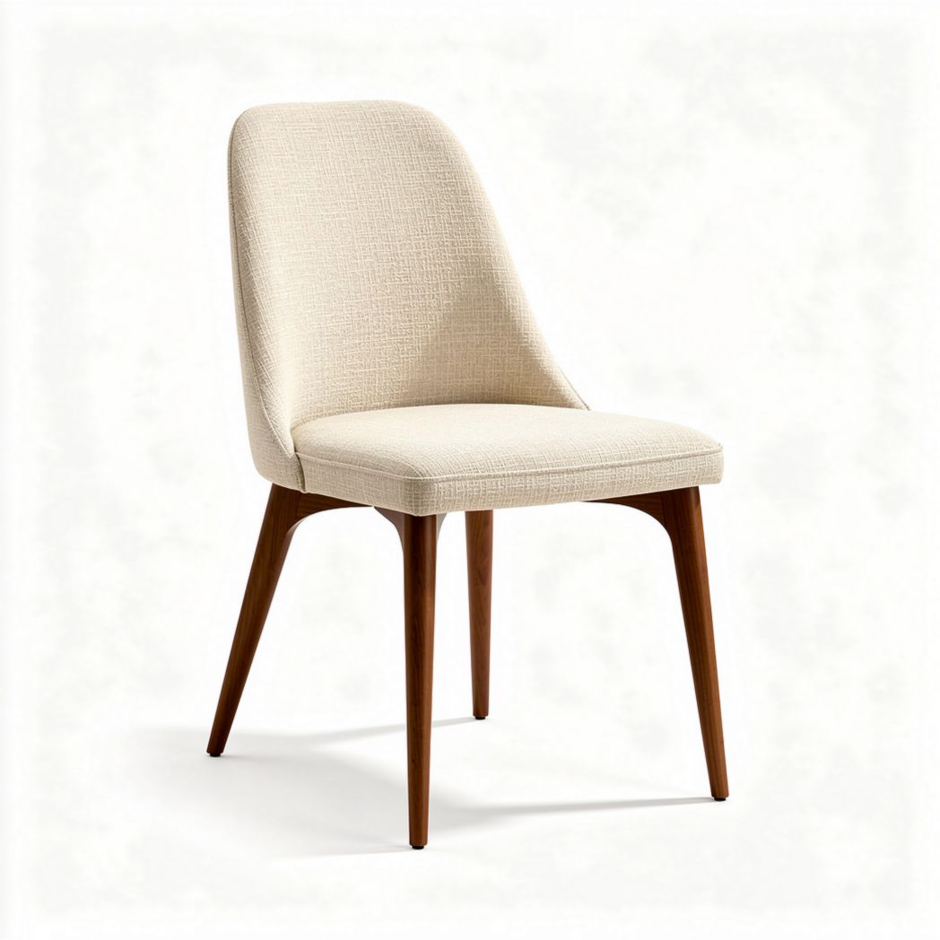 Beige eetkamerstoel met houten poten en comfortabele bekleding 45 x 45 x 85cm