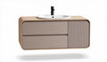 Wandmeubel met wasbak in beige en houtafwerking 120 x 50 x 45cm