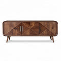 Dressoir van bruin hout met diagonale patronen 150 x 40 x 60cm